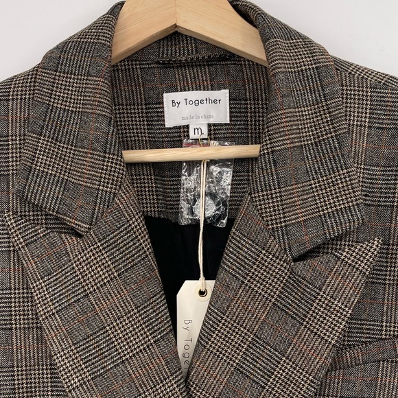 NWT By Together Blazer Oversized Plaid Double-Breasted Blazer Prince of Wales - Picture 8 of 12